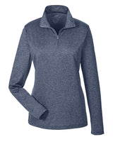UltraClub Ladies' Cool & Dry Heathered Performance Quarter-Zip UltraClub