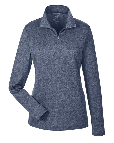 UltraClub Ladies' Cool & Dry Heathered Performance Quarter-Zip UltraClub
