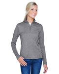 UltraClub Ladies' Cool & Dry Heathered Performance Quarter-Zip UltraClub