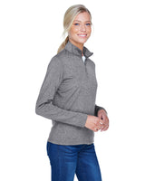 UltraClub Ladies' Cool & Dry Heathered Performance Quarter-Zip UltraClub