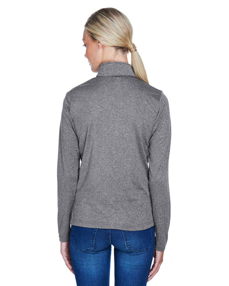 UltraClub Ladies' Cool & Dry Heathered Performance Quarter-Zip UltraClub