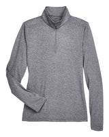 UltraClub Ladies' Cool & Dry Heathered Performance Quarter-Zip UltraClub