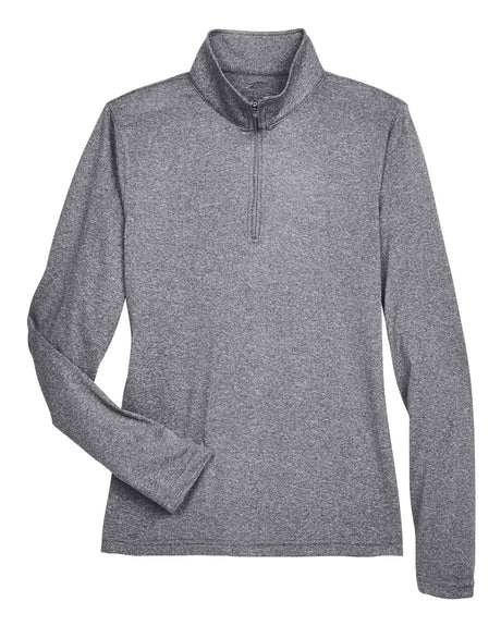 UltraClub Ladies' Cool & Dry Heathered Performance Quarter-Zip UltraClub
