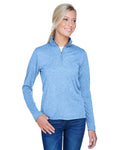 UltraClub Ladies' Cool & Dry Heathered Performance Quarter-Zip UltraClub