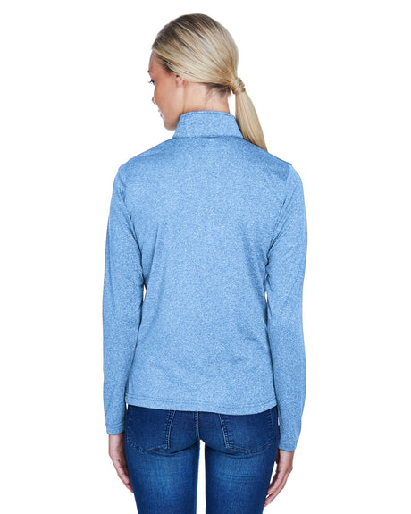 UltraClub Ladies' Cool & Dry Heathered Performance Quarter-Zip UltraClub