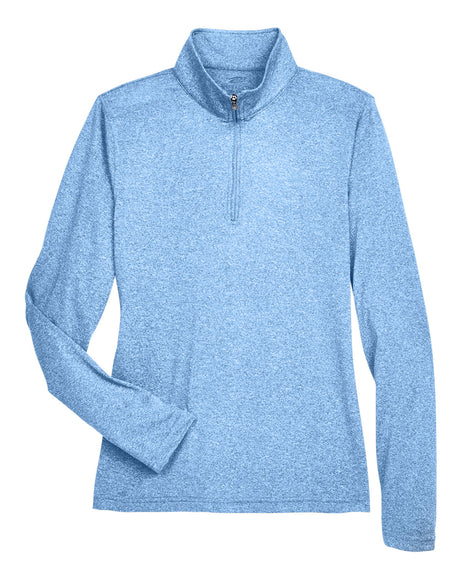 UltraClub Ladies' Cool & Dry Heathered Performance Quarter-Zip UltraClub