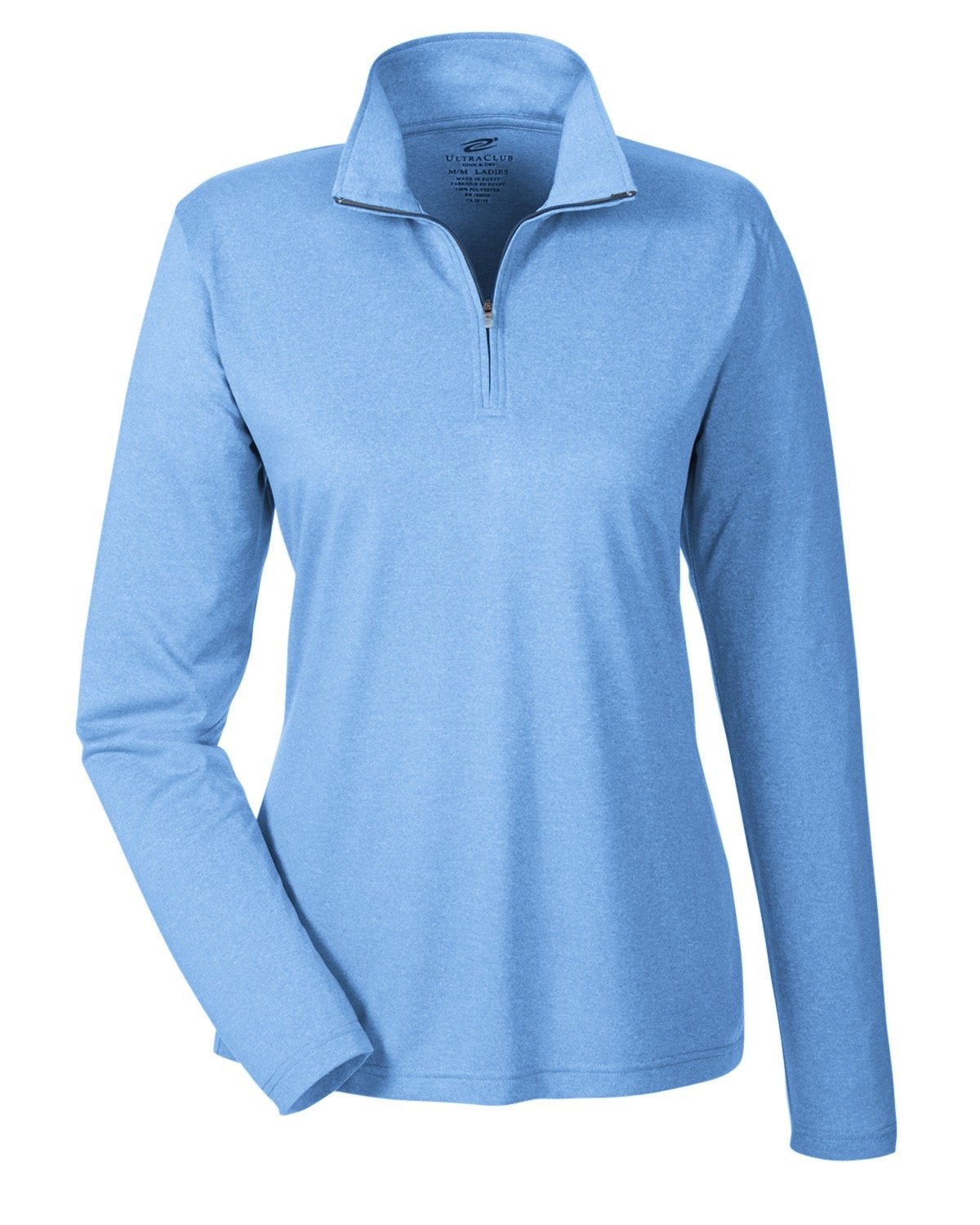 UltraClub Ladies' Cool & Dry Heathered Performance Quarter-Zip UltraClub