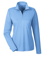 UltraClub Ladies' Cool & Dry Heathered Performance Quarter-Zip UltraClub