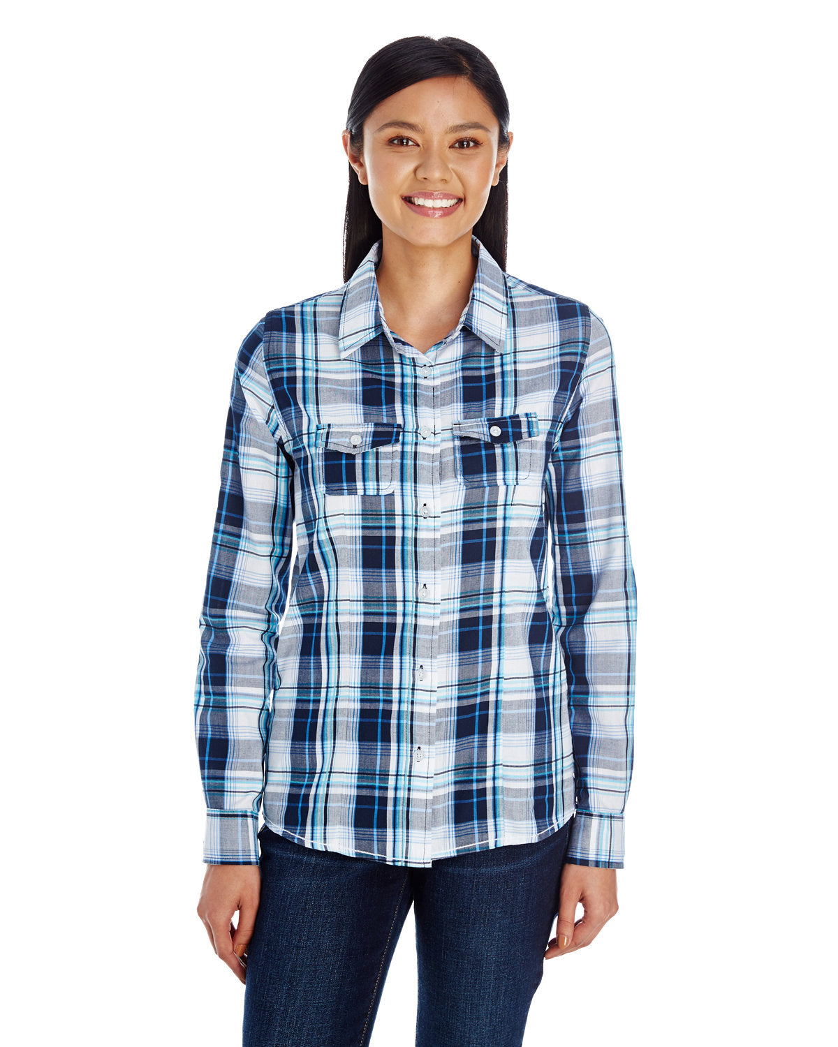 Burnside Ladies' Long-Sleeve Plaid Pattern Woven Shirt Burnside