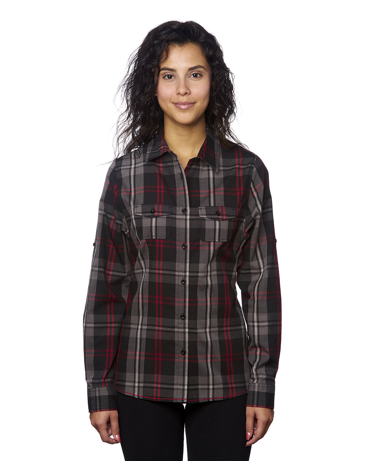 Burnside Ladies' Long-Sleeve Plaid Pattern Woven Shirt Burnside