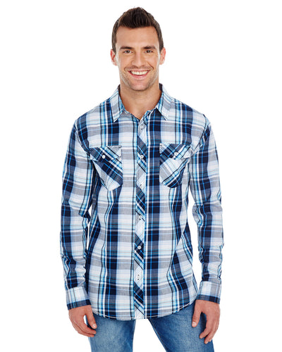 Burnside Men's Long-Sleeve Plaid Pattern Woven Shirt