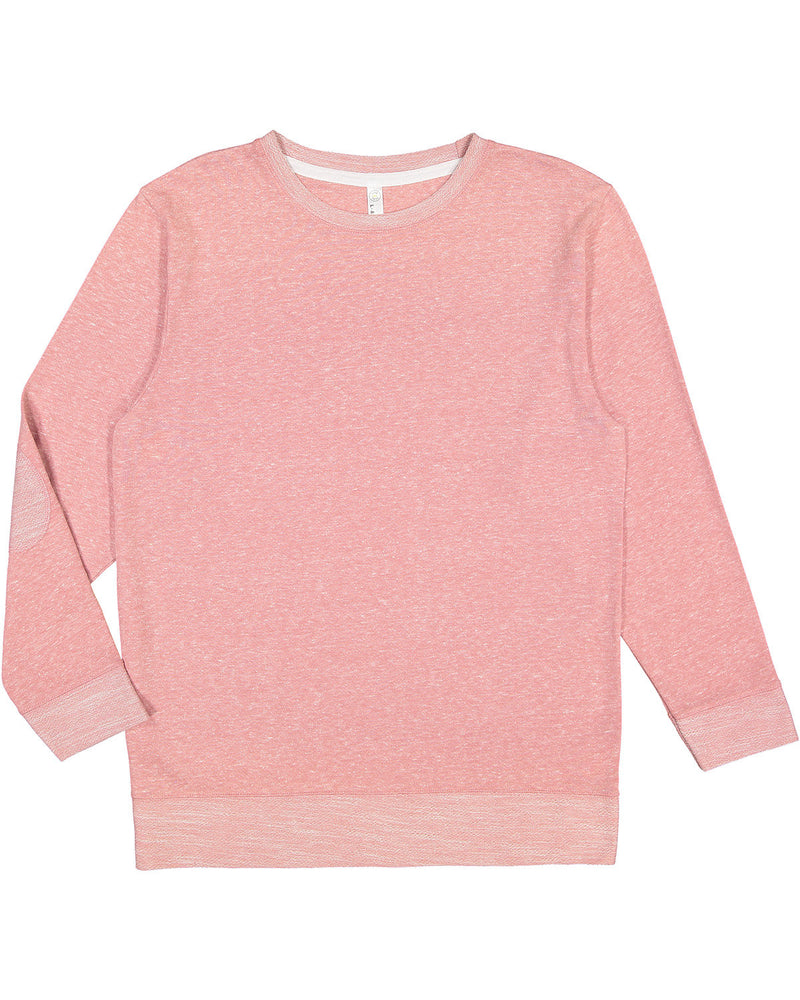 LAT Adult Harborside Melange French Terry Crewneck with Elbow Patches