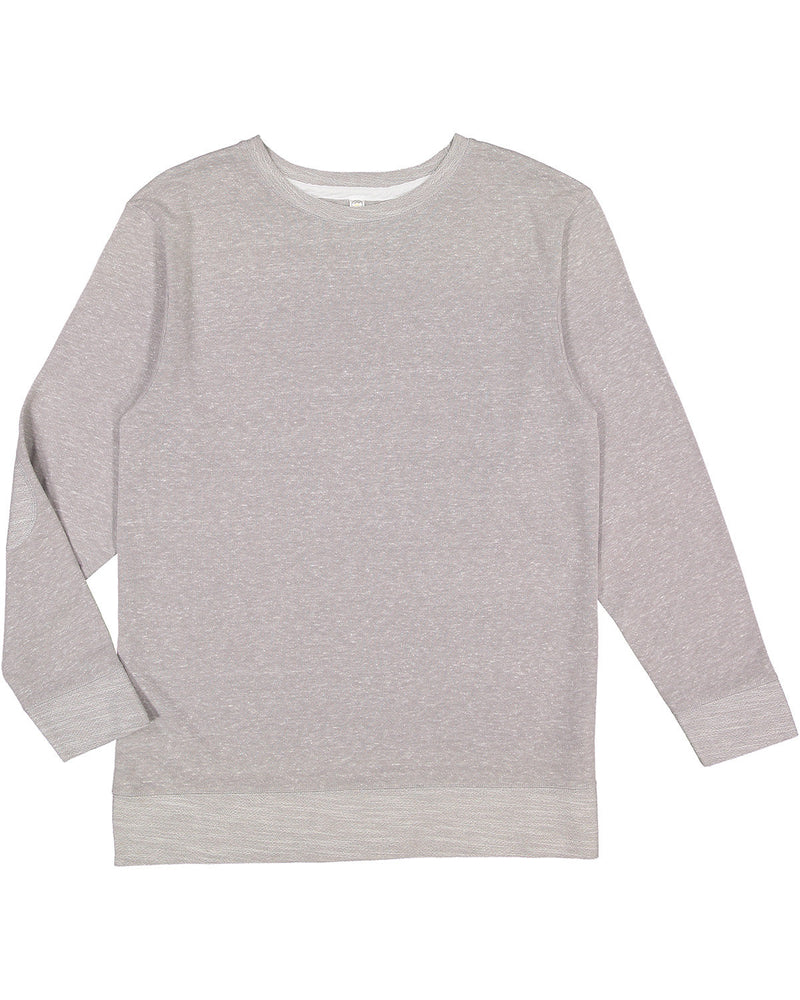 LAT Adult Harborside Melange French Terry Crewneck with Elbow Patches