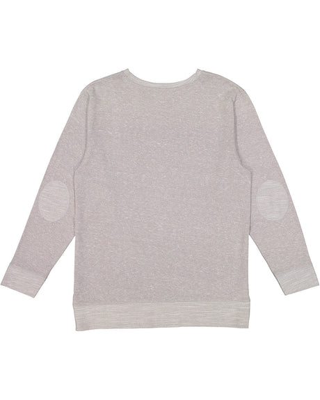 LAT Adult Harborside Melange French Terry Crewneck with Elbow Patches LAT
