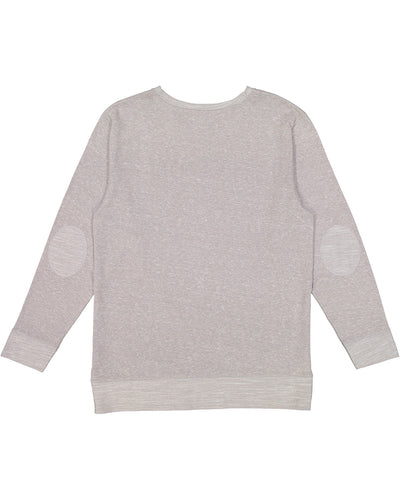 LAT Adult Harborside Melange French Terry Crewneck with Elbow Patches