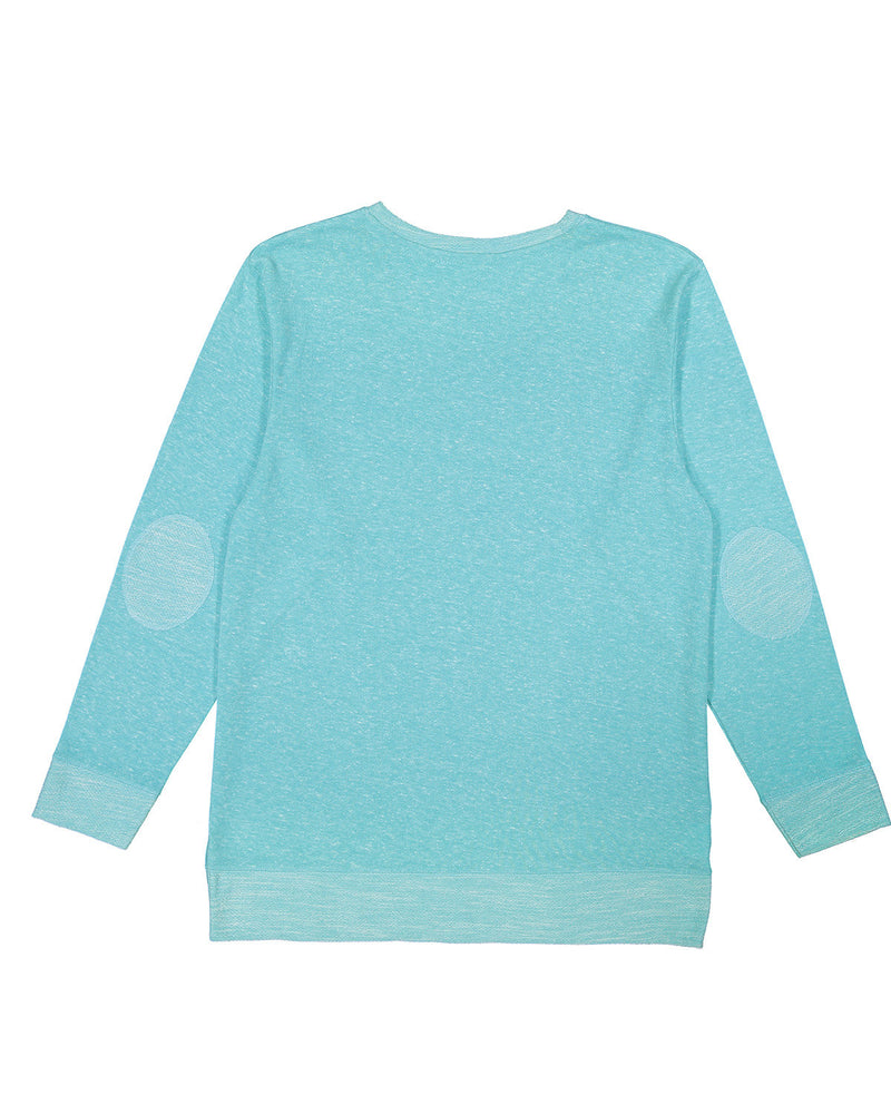 LAT Adult Harborside Melange French Terry Crewneck with Elbow Patches