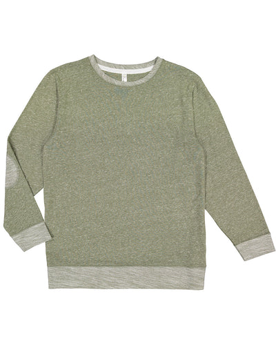 LAT Adult Harborside Melange French Terry Crewneck with Elbow Patches