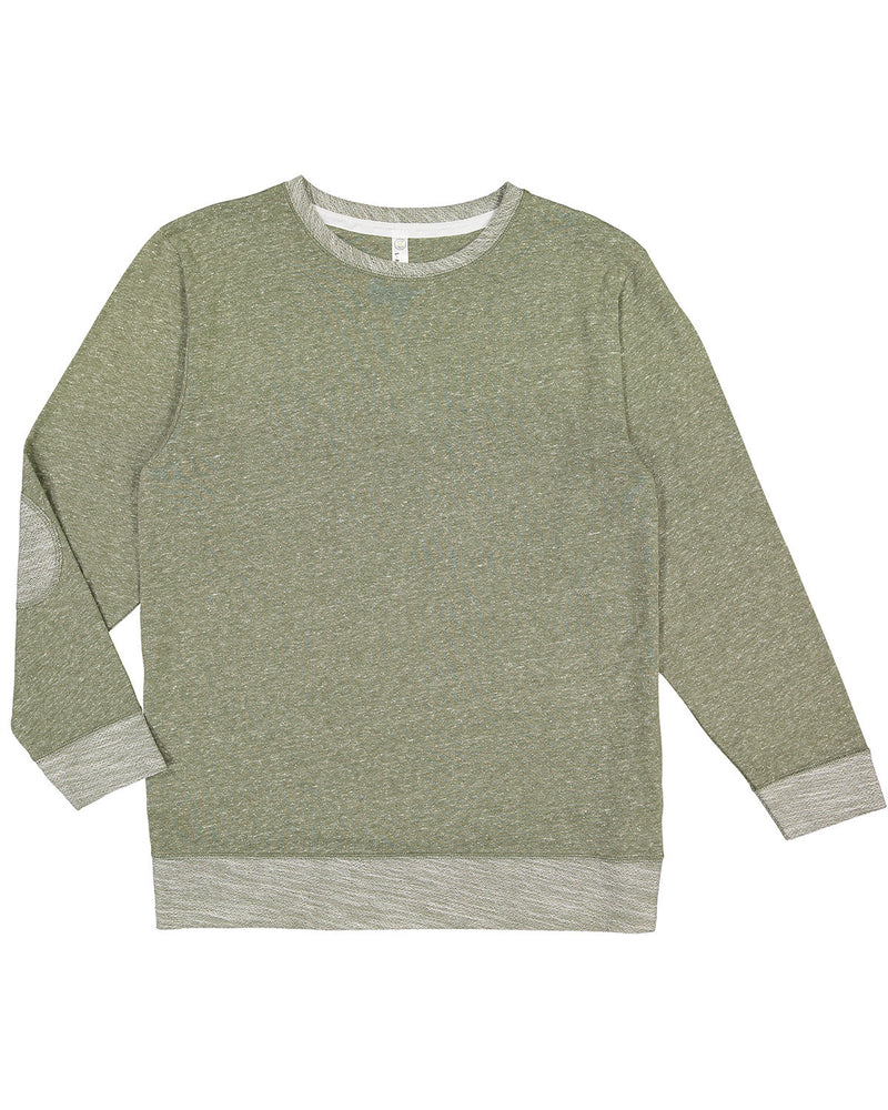 LAT Adult Harborside Melange French Terry Crewneck with Elbow Patches