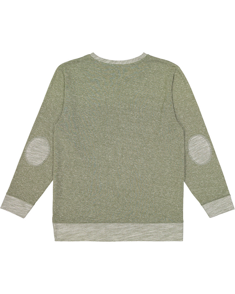 LAT Adult Harborside Melange French Terry Crewneck with Elbow Patches