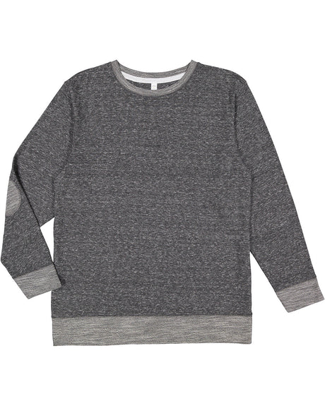 LAT Adult Harborside Melange French Terry Crewneck with Elbow Patches LAT