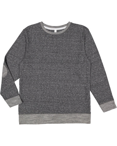 LAT Adult Harborside Melange French Terry Crewneck with Elbow Patches