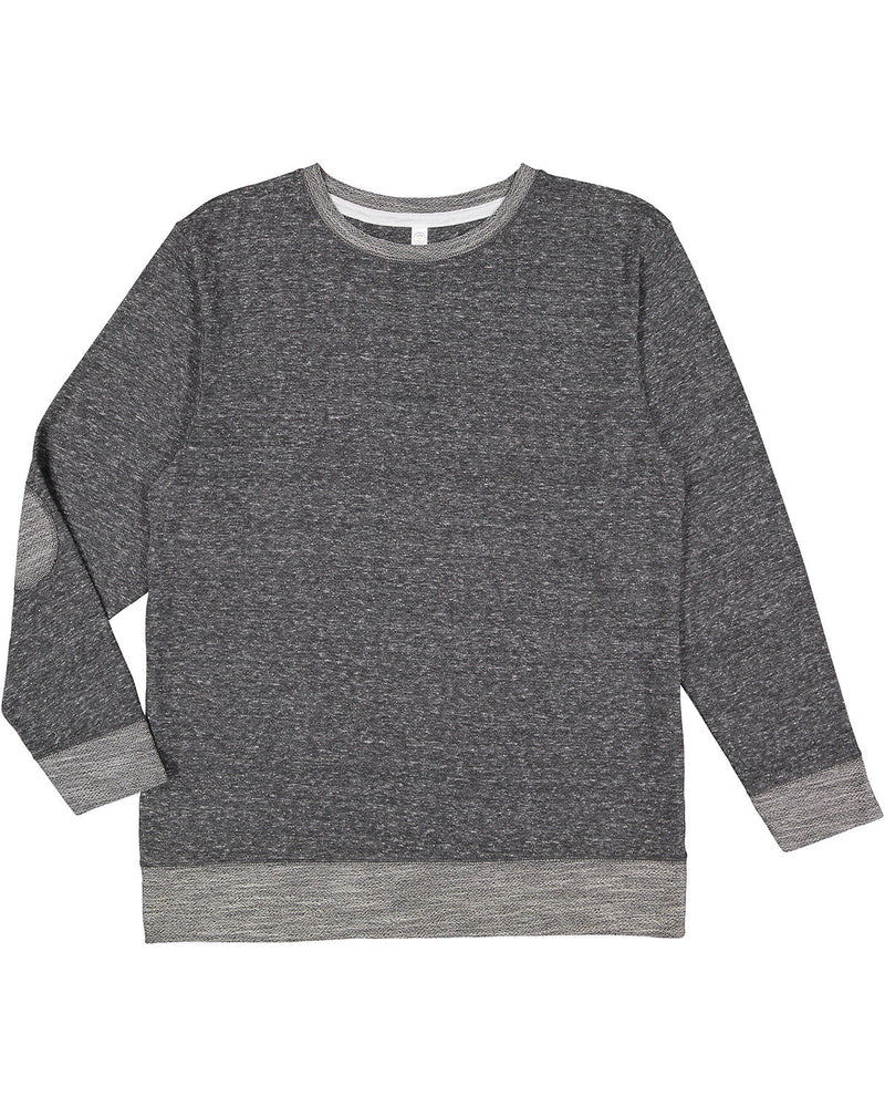 LAT Adult Harborside Melange French Terry Crewneck with Elbow Patches