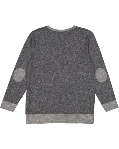 LAT Adult Harborside Melange French Terry Crewneck with Elbow Patches