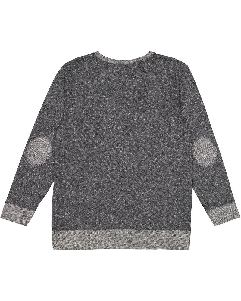 LAT Adult Harborside Melange French Terry Crewneck with Elbow Patches