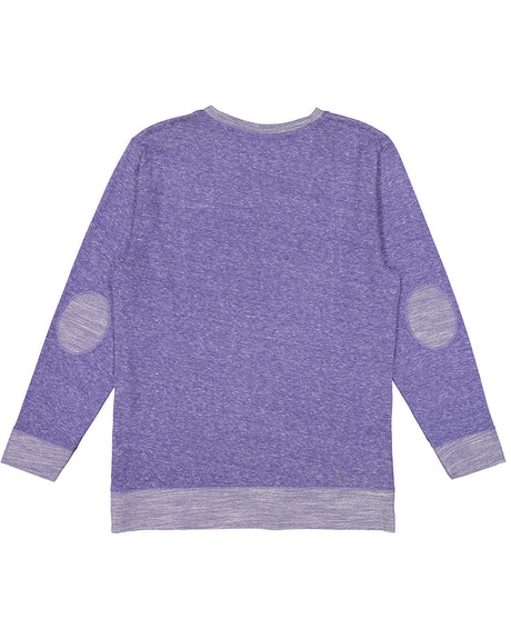 LAT Adult Harborside Melange French Terry Crewneck with Elbow Patches LAT