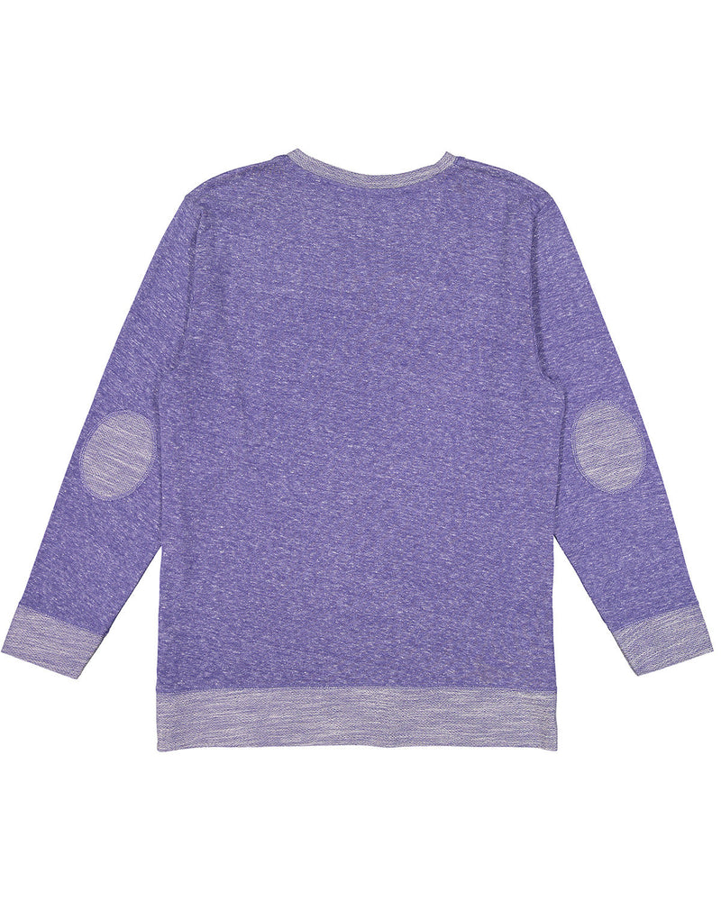 LAT Adult Harborside Melange French Terry Crewneck with Elbow Patches