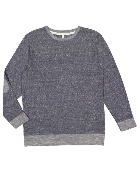 LAT Adult Harborside Melange French Terry Crewneck with Elbow Patches LAT