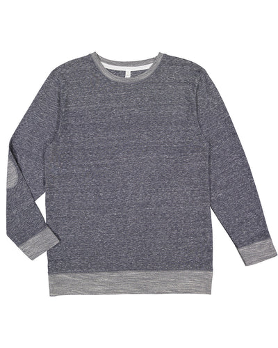 LAT Adult Harborside Melange French Terry Crewneck with Elbow Patches
