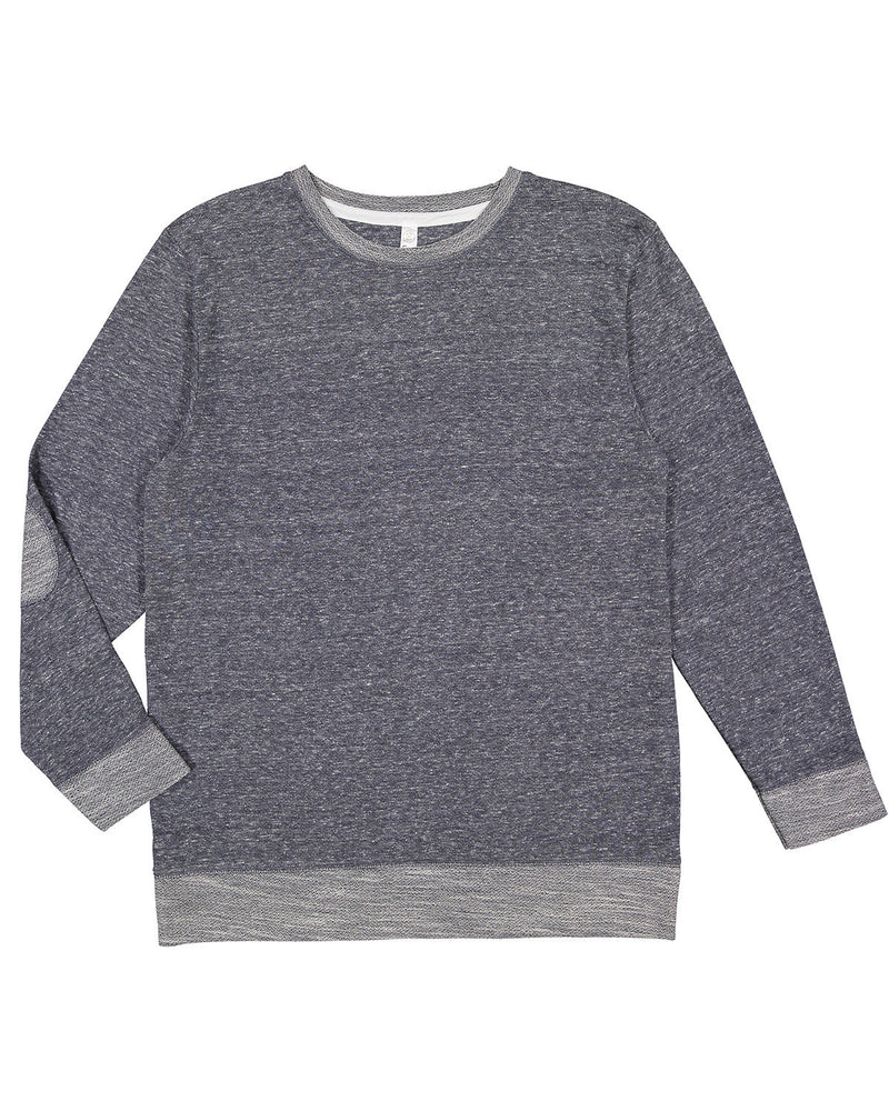 LAT Adult Harborside Melange French Terry Crewneck with Elbow Patches
