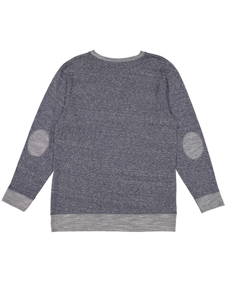 LAT Adult Harborside Melange French Terry Crewneck with Elbow Patches LAT