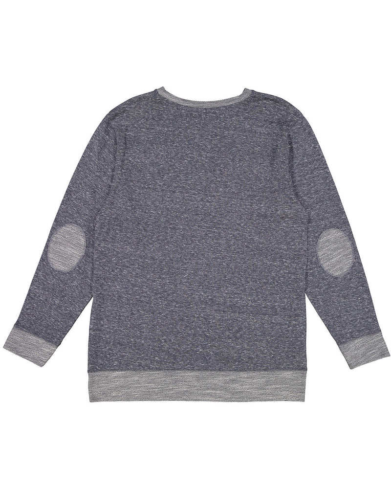 LAT Adult Harborside Melange French Terry Crewneck with Elbow Patches