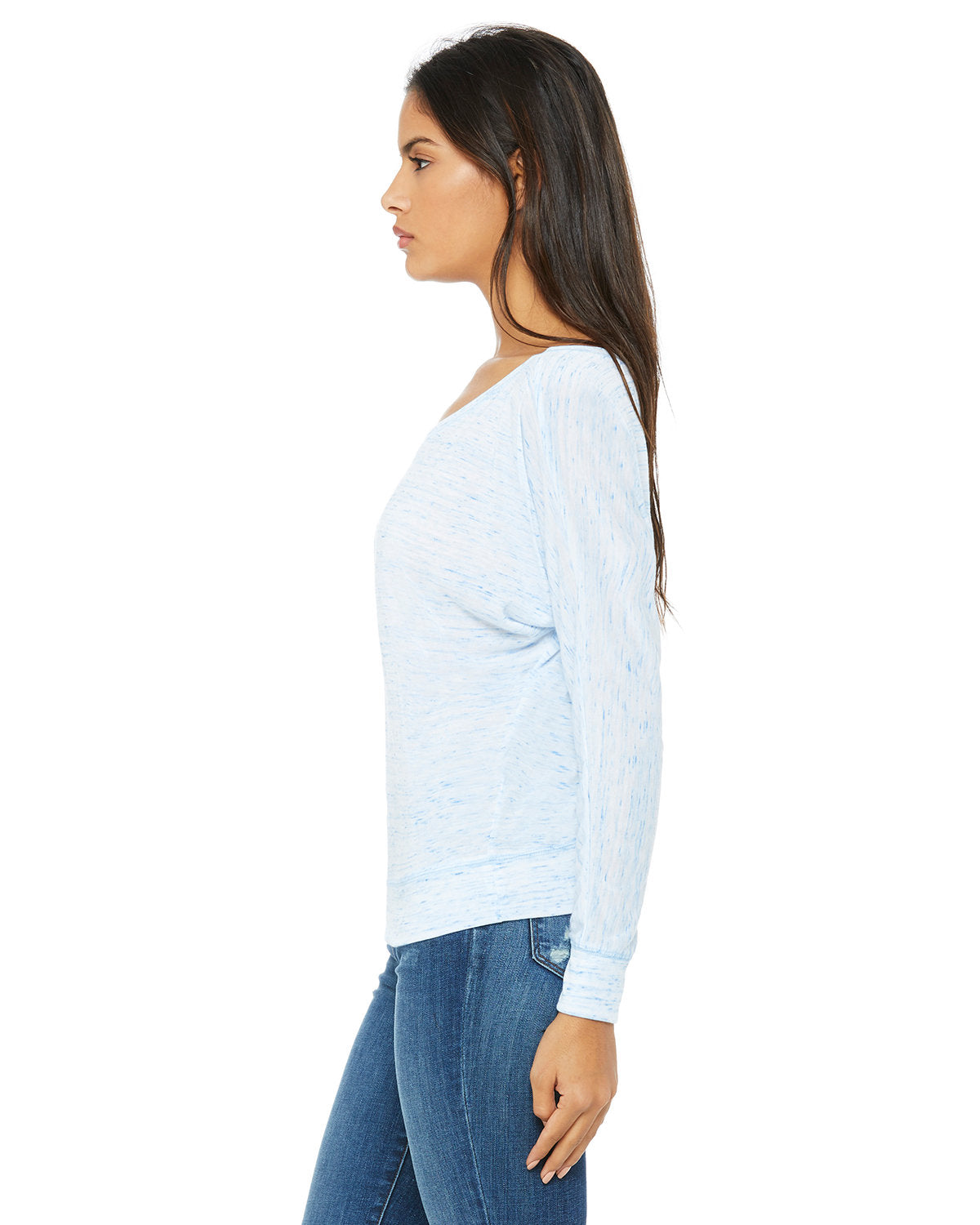 BELLA + CANVAS Ladies' Flowy Long-Sleeve Off Shoulder T-Shirt