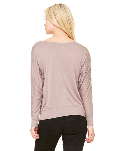 Bella + Canvas Ladies' Flowy Long-Sleeve Off Shoulder T-Shirt