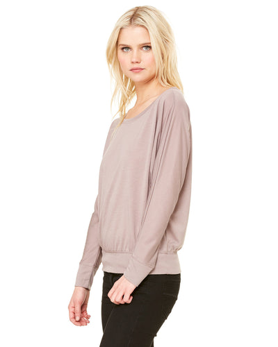 Bella + Canvas Ladies' Flowy Long-Sleeve Off Shoulder T-Shirt