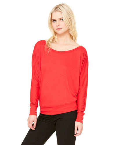Bella + Canvas Ladies' Flowy Long-Sleeve Off Shoulder T-Shirt