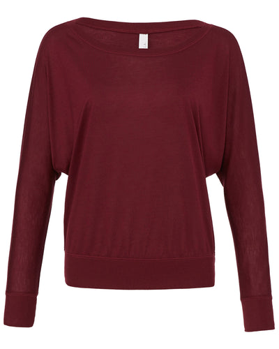 Bella + Canvas Ladies' Flowy Long-Sleeve Off Shoulder T-Shirt