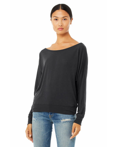 Bella + Canvas Ladies' Flowy Long-Sleeve Off Shoulder T-Shirt
