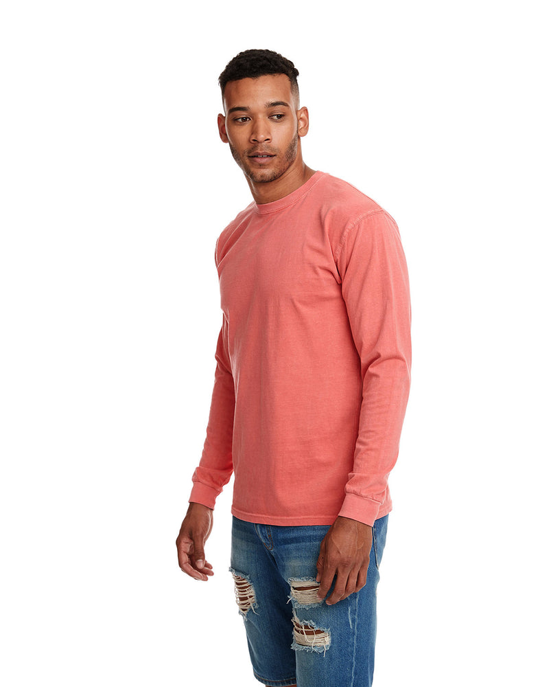 Next Level Apparel Adult Inspired Dye Long-Sleeve Crew with Pocket