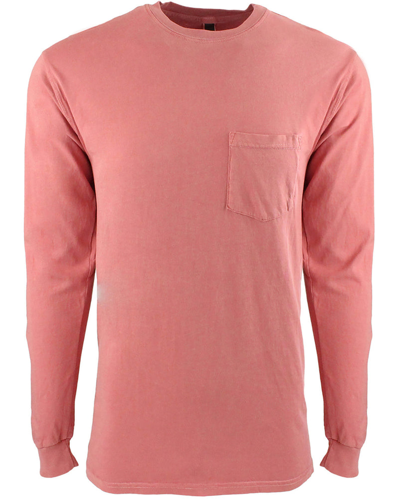 Next Level Apparel Adult Inspired Dye Long-Sleeve Crew with Pocket