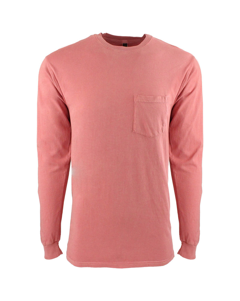 Next Level Apparel Adult Inspired Dye Long-Sleeve Crew with Pocket