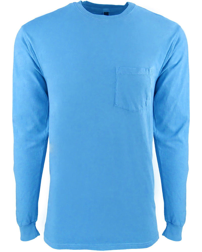 Next Level Apparel Adult Inspired Dye Long-Sleeve Crew with Pocket