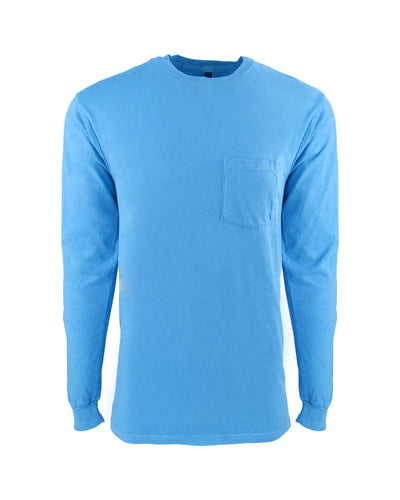 Next Level Apparel Adult Inspired Dye Long-Sleeve Crew with Pocket