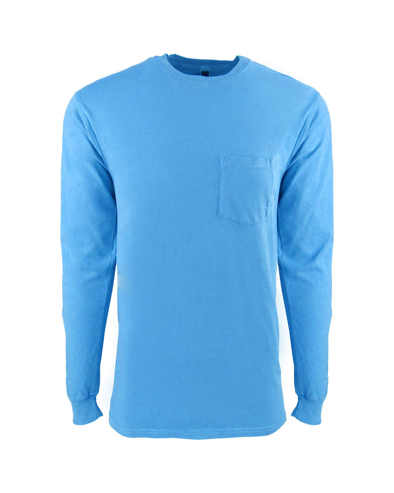 Next Level Apparel Adult Inspired Dye Long-Sleeve Crew with Pocket