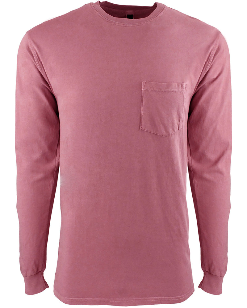 Next Level Apparel Adult Inspired Dye Long-Sleeve Crew with Pocket