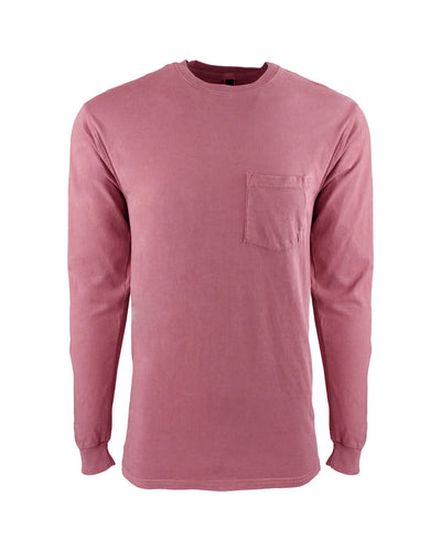 Next Level Apparel Adult Inspired Dye Long-Sleeve Crew with Pocket