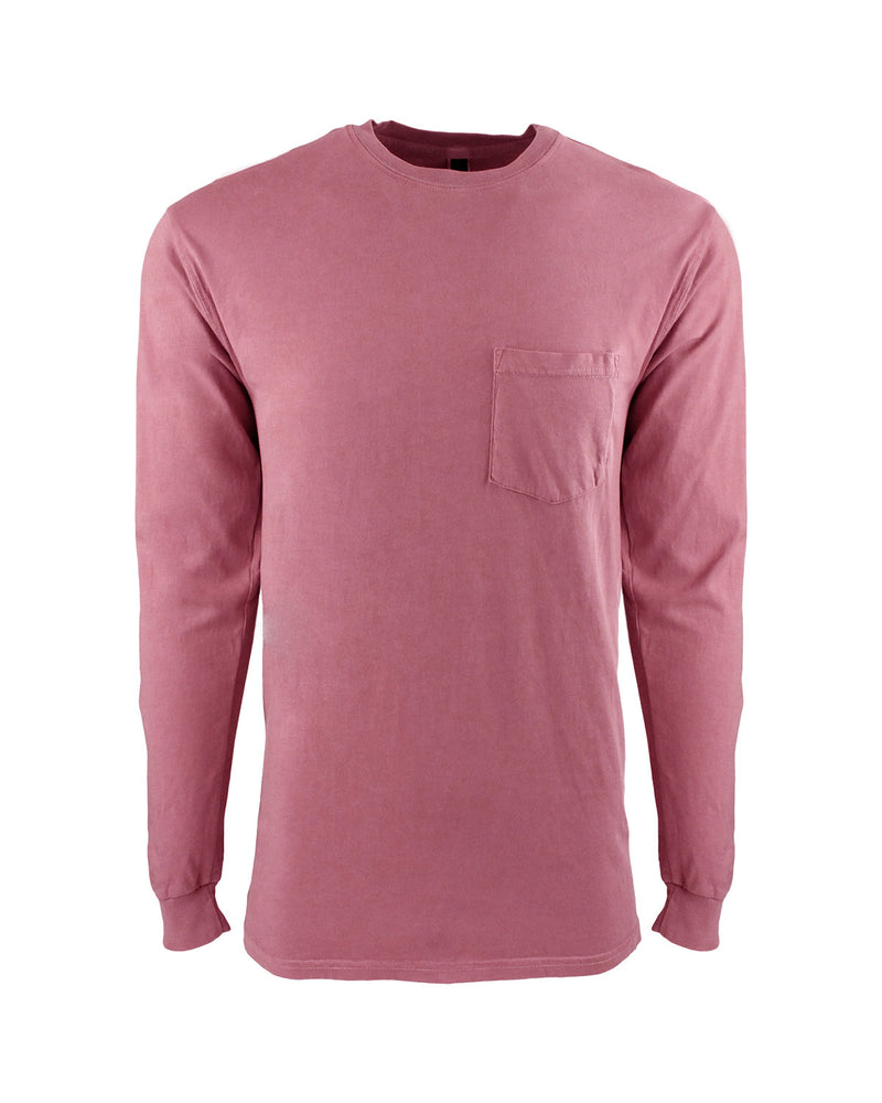 Next Level Apparel Adult Inspired Dye Long-Sleeve Crew with Pocket